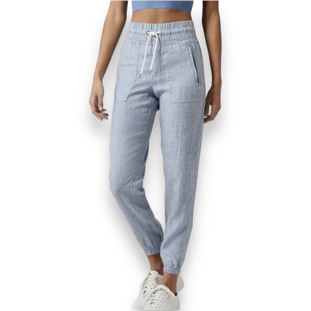 Athleta Cabo Linen Jogger Light Blue Women's 6 Comfy Athletic Beach Coastal‎
